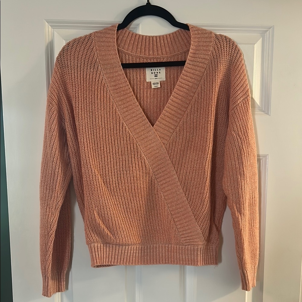 Billabong Pink V-Neck Cropped Sweater